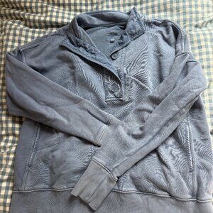 Aerie The Good Times Henley Blue  Pullover Sweatshirt